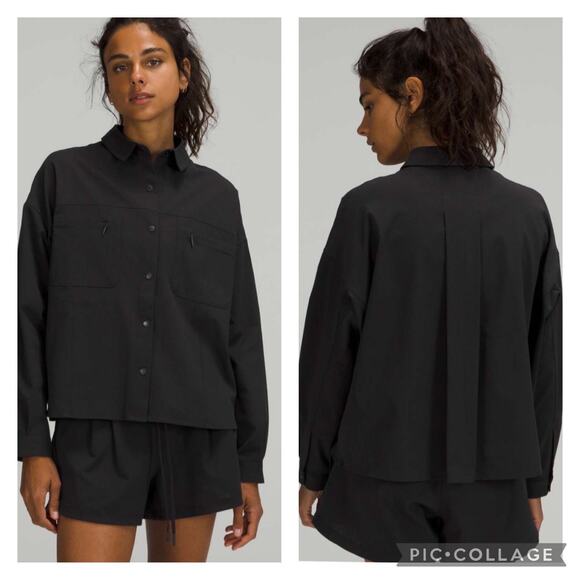 lululemon athletica Tops - Lululemon Black Ventlight Button Up Shirt Size 12